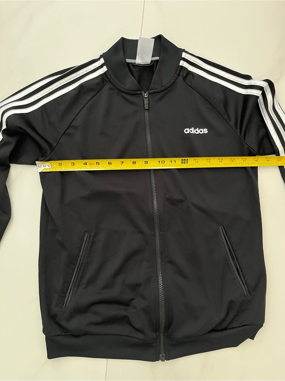 adidas Black Track Jacket with White 3-Stripes size M - Picture 7 of 7